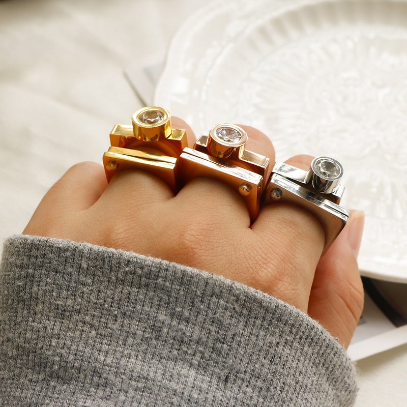 Creative Export Ring, Screw Pattern Twisting Accessories, Stone Replacement Stainless Steel Ring, Accessible Luxury And High-End Feel That Will Not Fall Off - Image 5